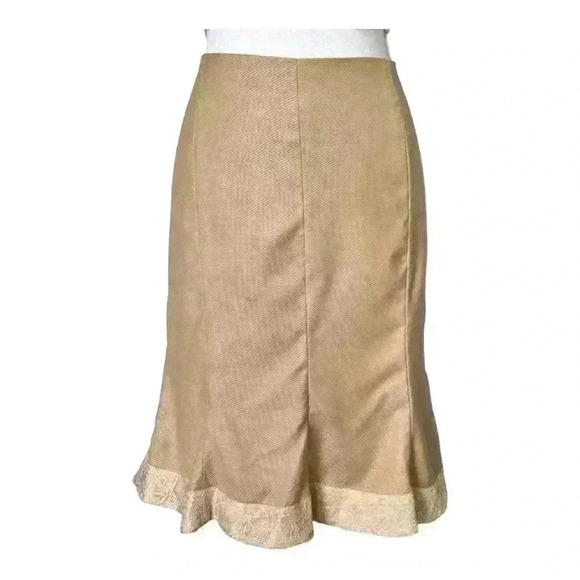 Rebecca Taylor Beige Fit & Flare knee Length Wool Blend Skirt Women’s 10 - Picture 1 of 8